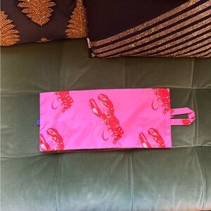 BAGGU Pink Lobster Print 3D Zip Pouch, Large